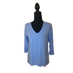 J Jill‎ sky blue top with eyelet insert back detail